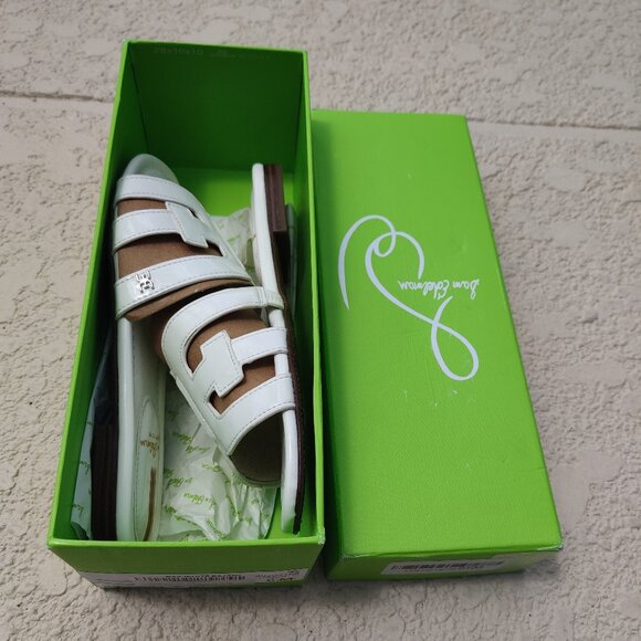 Sam Edelman Bay White Patent Flat Sandals Slides US6 Limited Edition MSRP $99 - Picture 10 of 12